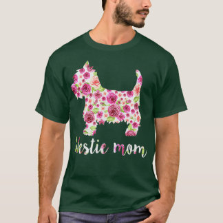 Cute Westie Mamma Ro Flower Blommigt Mors dag T Shirt