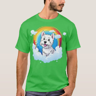 Cute Westie Rainbow Cloud Väster Highland Terrier T Shirt