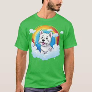 Cute Westie Rainbow Cloud Väster Highland Terrier T Shirt