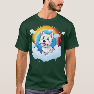Cute Westie Rainbow Cloud Väster Highland Terrier T Shirt