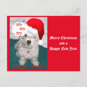 Cute Westie som Santa Tassar Helg Vykort