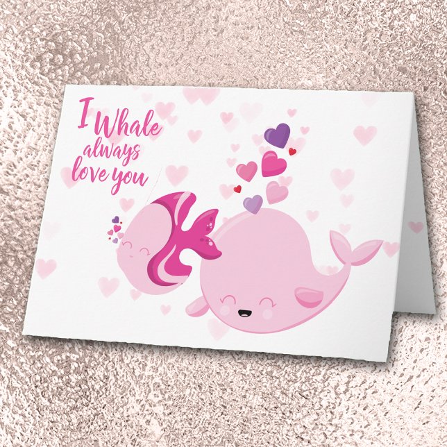 Cute Whale Alltid Kärlek You Valentine Card Helgkort (Skapare uppladdad)