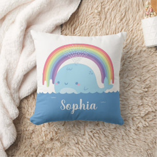 Cute Whale and Rainbow, Kids Bedroom Decor Kudde