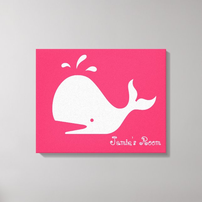 Cute Whale Art: Anpassade Text & Färg! Canvastryck (Framsida)