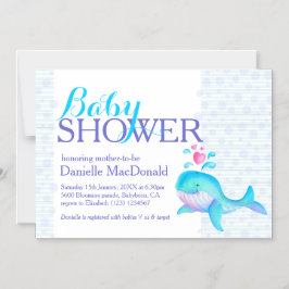 Cute Whale art babydusch aqua lila Magnetisk Inbjudningskort