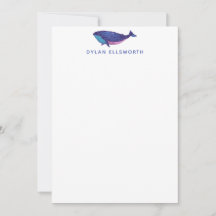 Cute Whale Art Teckning i Ocean Blue-Personligen
