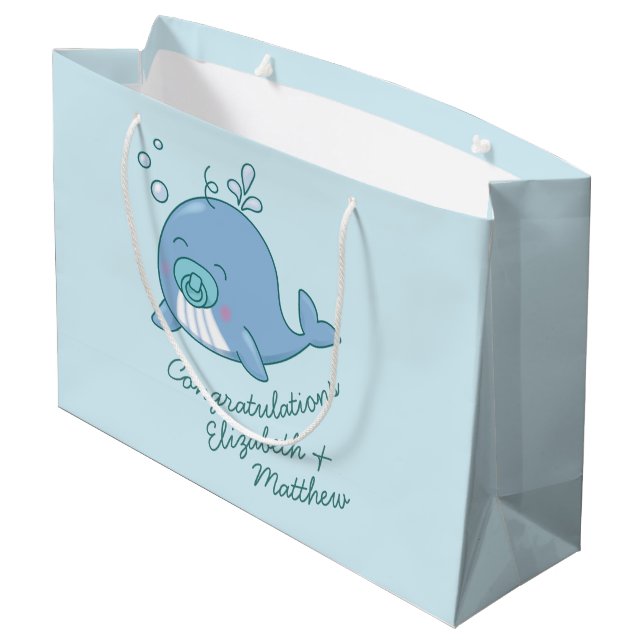 Cute Whale Baby Shower Kawaii Boy Blue (Baksidan Vinklad)
