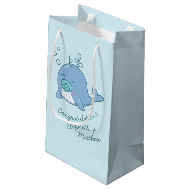 Cute Whale Baby Shower Kawaii Boy Blue (Baksidan Vinklad)