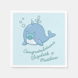 Cute Whale Baby Shower Kawaii Boy Blue Pappersservett