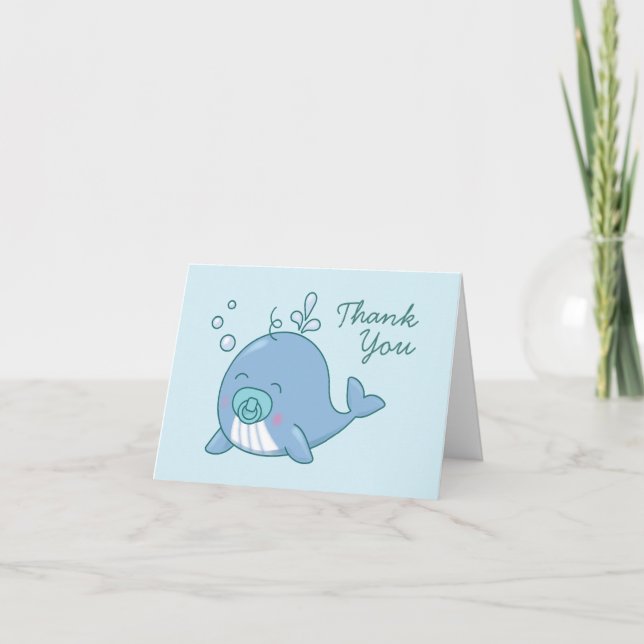 Cute Whale Baby Shower Kawaii Boy Blue Tack Kort (Framsida)