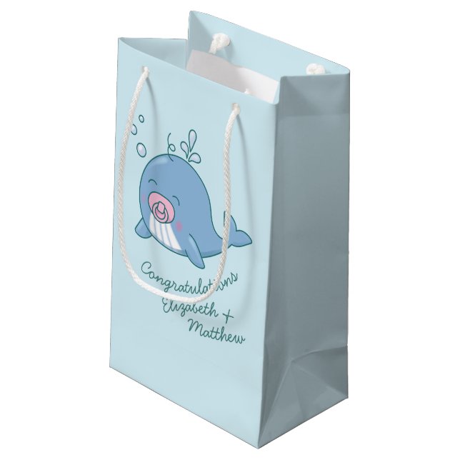 Cute Whale Baby Shower Kawaii Girl Rosa (Baksidan Vinklad)