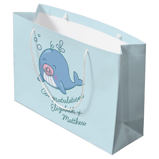 Cute Whale Baby Shower Kawaii Girl Rosa (Baksidan Vinklad)