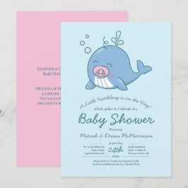 Cute Whale Baby Shower Kawaii-inbjudan Flickans Ro Inbjudningar