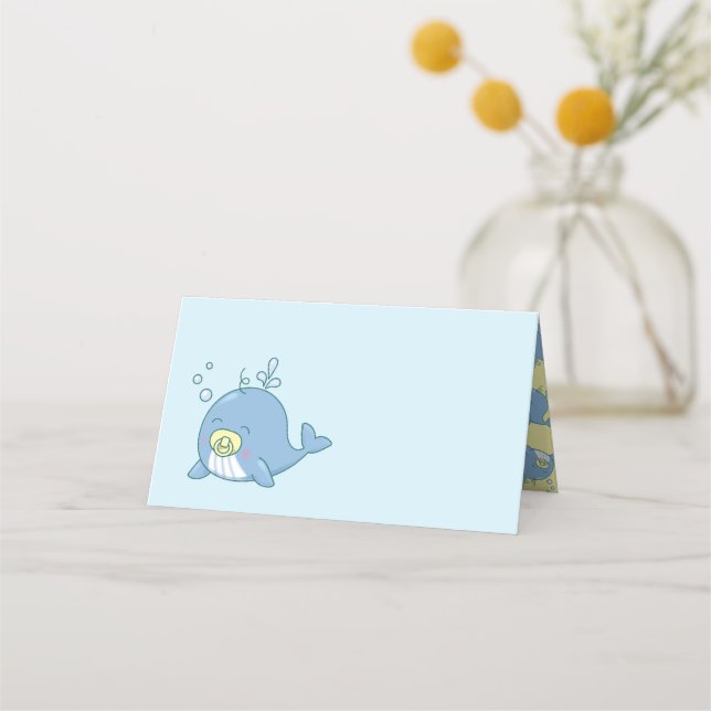 Cute Whale Baby Shower Kawaii Placeringskort (Framsida)
