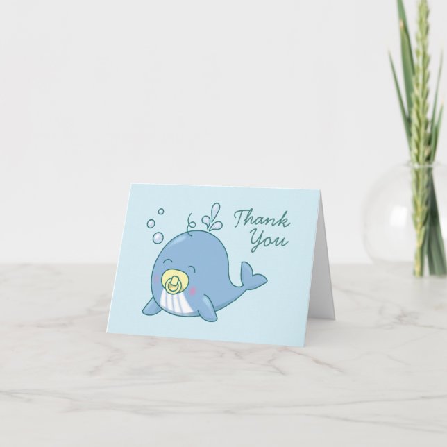 Cute Whale Baby Shower Kawaii Tack Kort (Framsida)