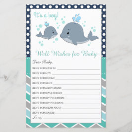 Cute Whale Baby Shower well Önskemål för Baby Card