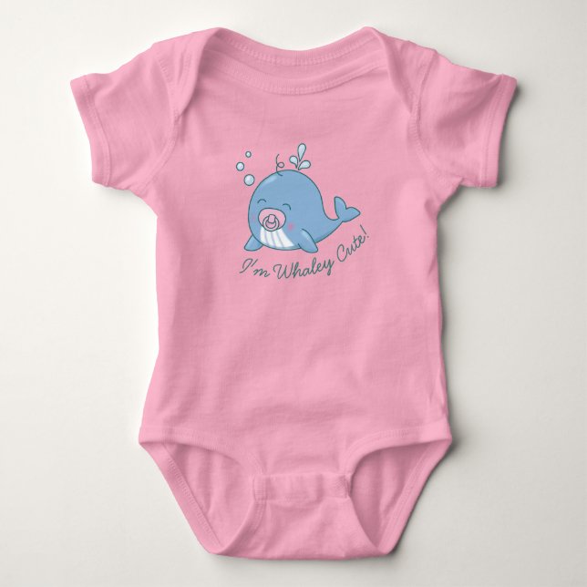 Cute Whale Baby Shower Whaley Cute Girl Rosa T Shirt (Framsida)