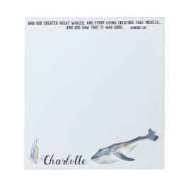 Cute Whale Bible Verse Christian Gift för barn Anteckningsblock