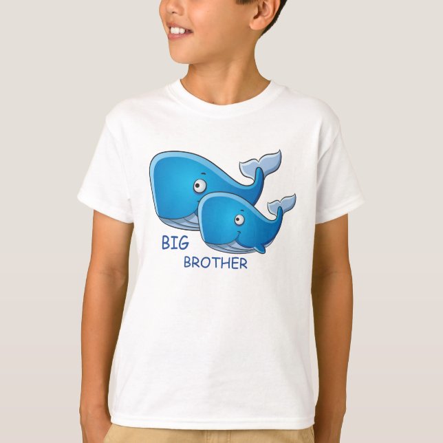 Cute Whale Big Brother Kids Tshirt Tee (Framsida)