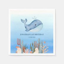 Cute Whale Blue Sea Coral Reef Birday