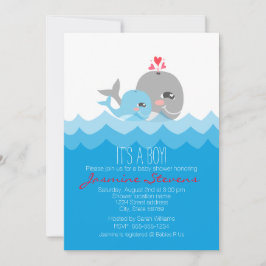 Cute Whale Boy Shower Inbjudningar