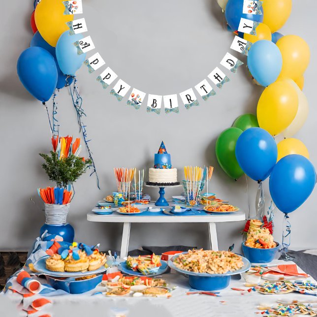 Cute Whale Boys Birthday Vimplar (Skapare uppladdad)