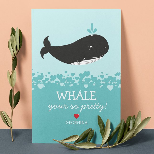 Cute Whale Classroom Valentine Julkort (Skapare uppladdad)