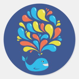 Cute Whale Colorful Tecknad Sea Runt Klistermärke