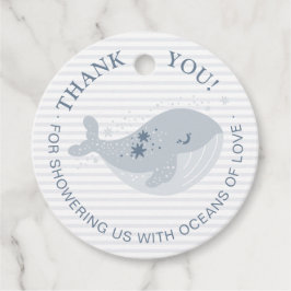 Cute Whale Dusty Blue Rand Boy Shower Gåvor Etiketter