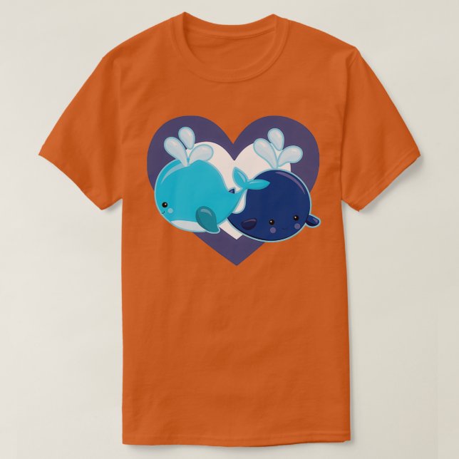 Cute Whale Heart för Whale Älskare T Shirt (Design framsida)