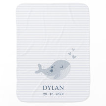 Cute Whale Hearts Rand Blue Personlig