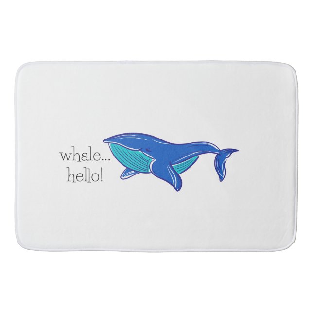 Cute Whale Hej Blue Bath Mat Badrumsmatta (Framsidan)