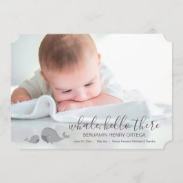 Cute Whale Hej Där Baby Photo Notice Meddelande