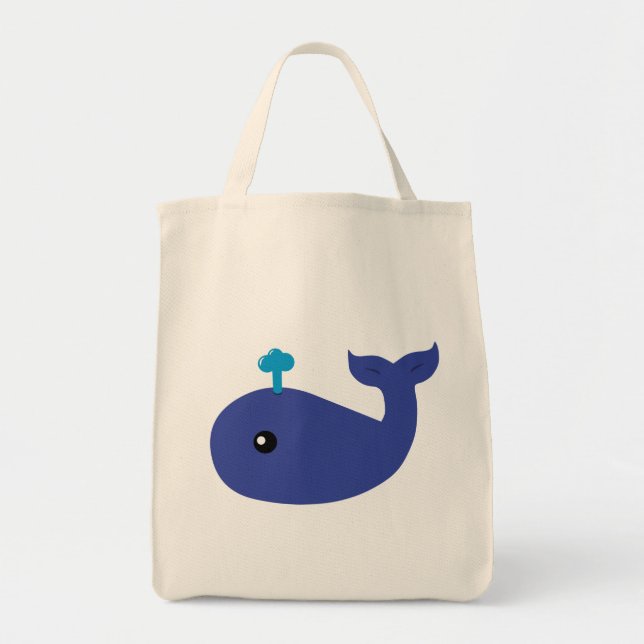 Cute Whale Jumbo Tote Bag Tygkasse (Framsidan)