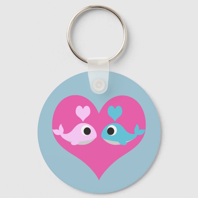 Cute Whale Kärlek Nyckelring (Framsida)