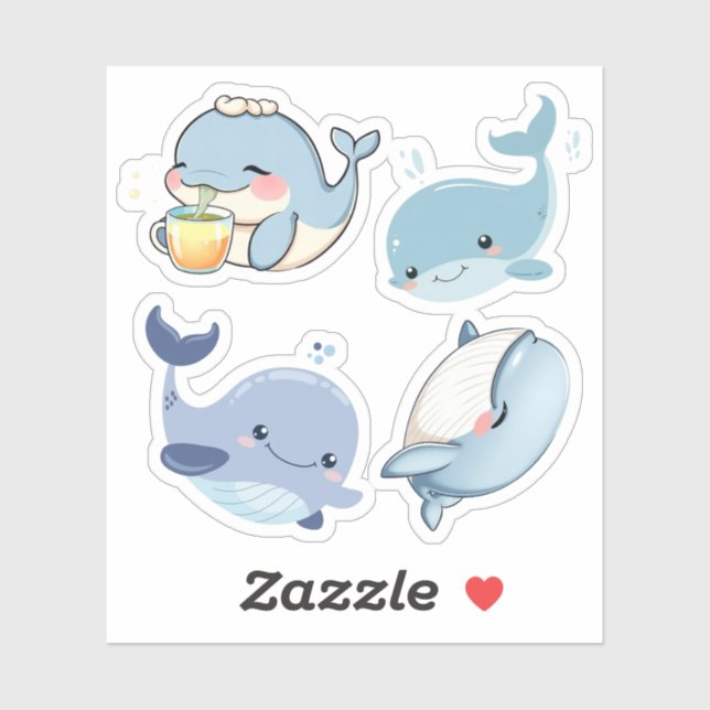 Cute Whale Klistermärken (Ark)