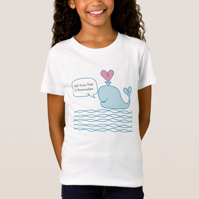 Cute Whale Lägg till texten för att anpassa T Shirt (Framsida)