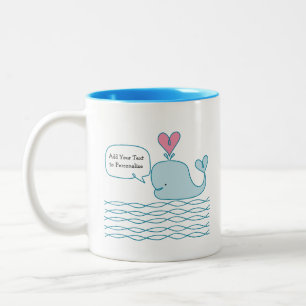 Cute Whale Lägg till texten för att anpassa Två-Tonad Mugg