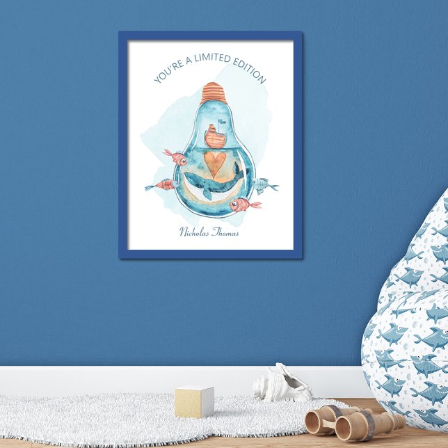 Cute Whale Light Bulb Monogram Poster (Skapare uppladdad)