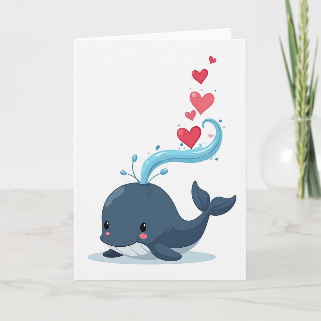 Cute Whale Love Stream Card Kort (Framsida)