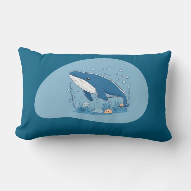 Cute Whale Lumbarkudde (Framsida)