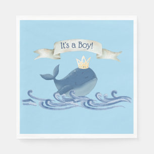 Cute Whale med Prince Krona Nautical Theme Pappersservett