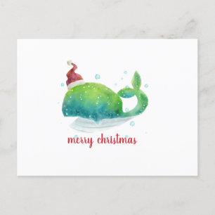 Cute Whale med Santa Hat Helg Vykort