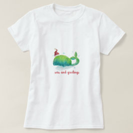Cute Whale med Santa Hat T Shirt