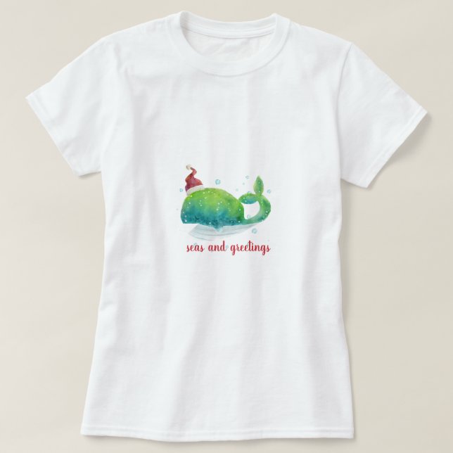 Cute Whale med Santa Hat T Shirt (Design framsida)