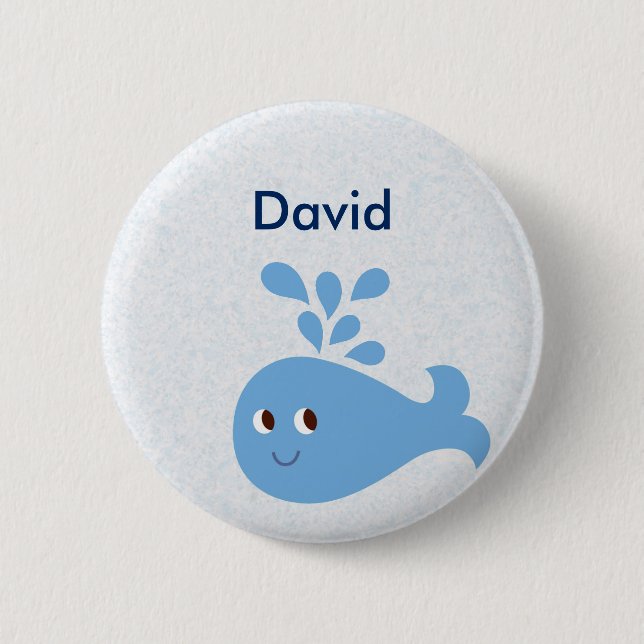 Cute Whale med Spout-Anpassade Knapp (Framsida)