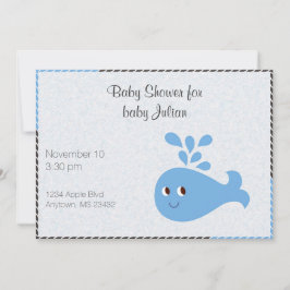 Cute Whale med Spout Anpassningsbar Baby Shower Inbjudningar