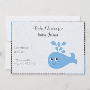 Cute Whale med Spout Anpassningsbar Baby Shower Inbjudningar