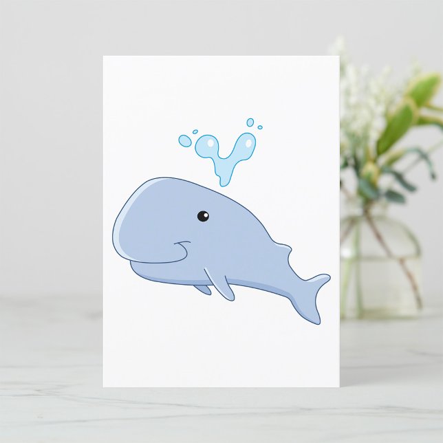 Cute Whale med Vatten Stänk Adsible Animal Inbjudningar (Skapare uppladdad)
