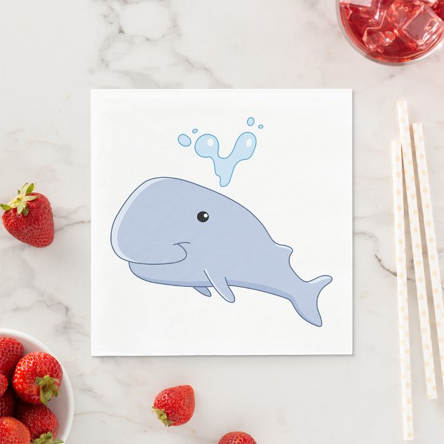 Cute Whale med Vatten Stänk Adsible Animal Pappersservett (Skapare uppladdad)